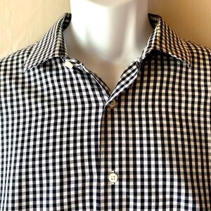 Dockers Men's Large 16/16.5 (34/35) Black and White Plaid Shirt